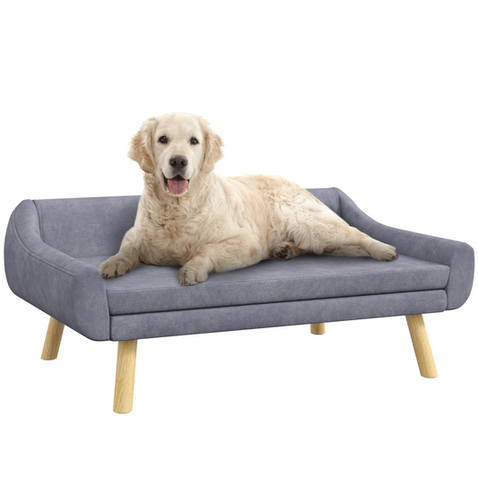 Chic PawHut Dog Sofa Bed: Cozy Cushion & Stylish Wooden Frame for Pets