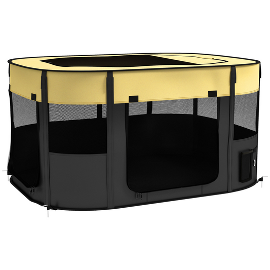 PawHut Portable Pet Playpen - Mesh Windows & Foldable Design for Easy Travel