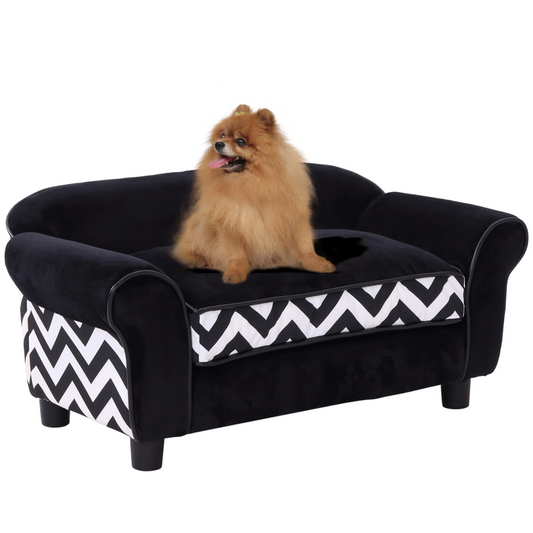 Chic Pet Sofa for XS Dogs & Cats - Removable Cushion, Plush Comfort - Black