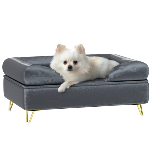 PawHut Deluxe Dog Sofa with Washable Cover & Removable Cushion - Grey