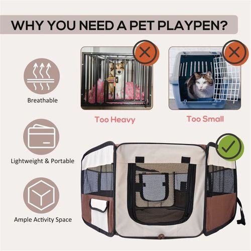 PawHut Portable Pet Playpen: Safe & Stylish Enclosure for Small Animals