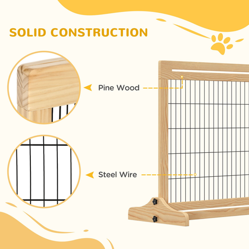Freestanding Adjustable Wooden Pet Gate - Perfect Dog Barrier for Doorways