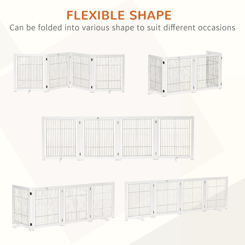 Stylish Freestanding Folding Pet Gate - 4 Panel Dog Barrier for Home Safety