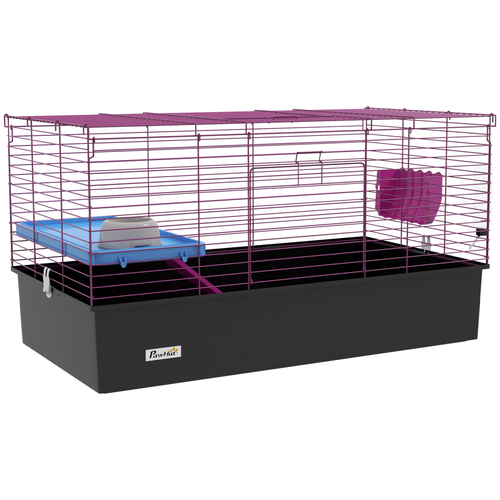 PawHut Cozy Black Small Animal Cage - Ideal for Rabbits & Guinea Pigs!
