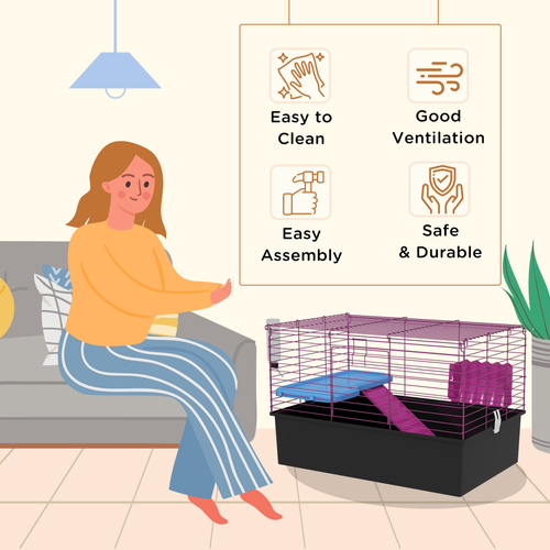 PawHut Deluxe Small Animal Home: Cozy Cage for Rabbits & Guinea Pigs