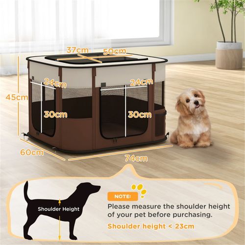 Portable Pet Playpen with Waterproof Cushion & Mesh for Small Animals