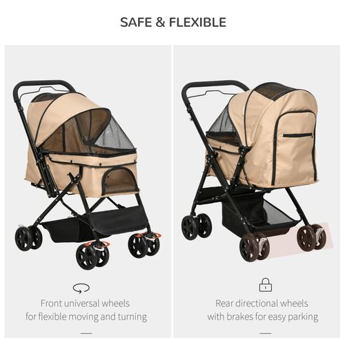 Trendy Foldable Pet Stroller with Reversible Handle – Perfect for Adventure!