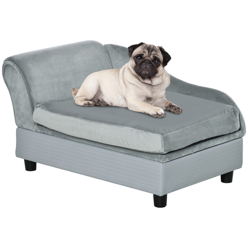 Stylish PawHut Plush Pet Sofa with Storage - Perfect for Small Dogs & Cats!