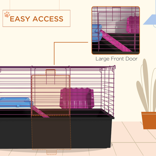 PawHut Deluxe Small Animal Home: Cozy Cage for Rabbits & Guinea Pigs