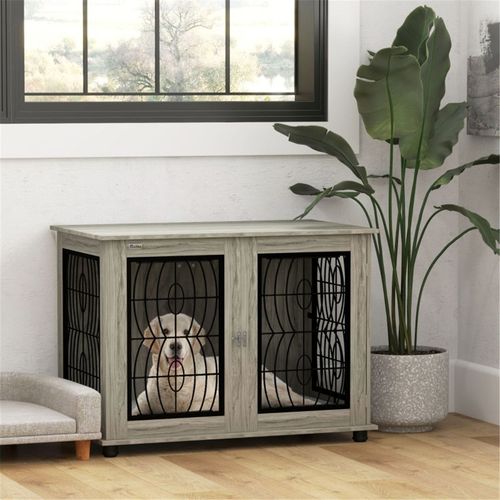 Chic Dog Crate & Side Table: Stylish Comfort for Your Large Pup