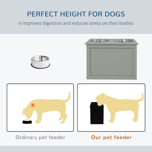 Elevated Dog Bowl Set with Storage - Stylish Grey, Perfect for Large Breeds!
