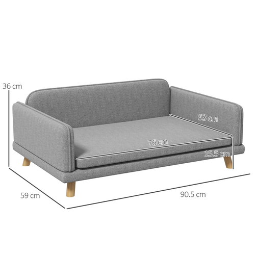 PawHut Luxury Dog Sofa Bed - Stylish, Water-Resistant for Medium Pups - Grey