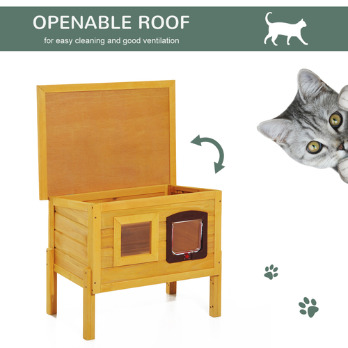 Outdoor Waterproof Wooden Cat House - Cozy Shelter for Stray Cats