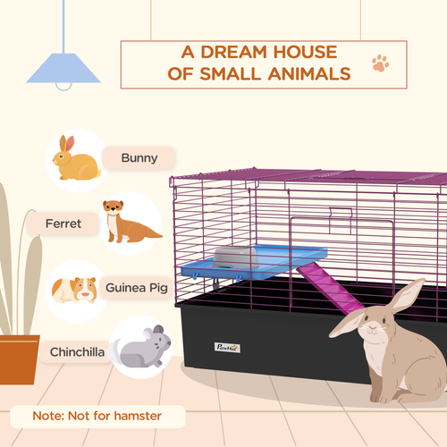 PawHut Cozy Black Small Animal Cage - Ideal for Rabbits & Guinea Pigs!