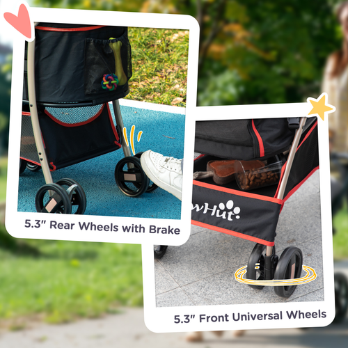 PawHut 3-in-1 Detachable Pet Stroller: Travel Carriage for Dogs & Cats - Red